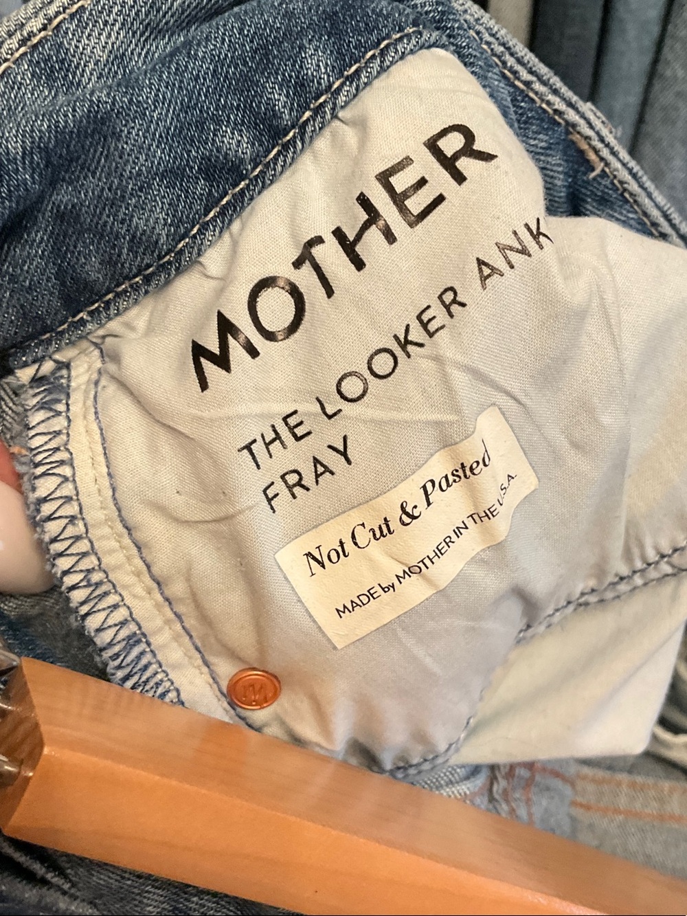 MOTHER Medium Blue Distressed Straight-Leg Jeans - Picture 6 of 8
